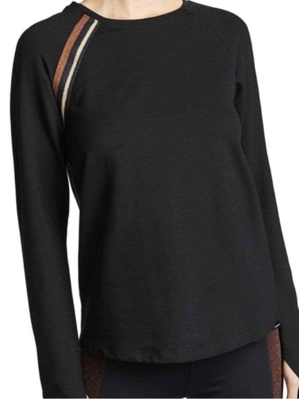 NWT KORAL Wisdom Daze Glitter Cut-Out Long Sleeve Top size Large in Black - Picture 2 of 9